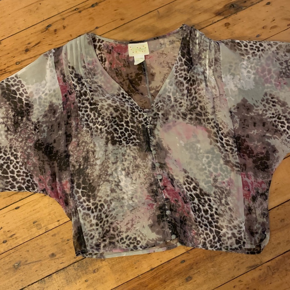 Sheer Patterned Short Sleeve Top